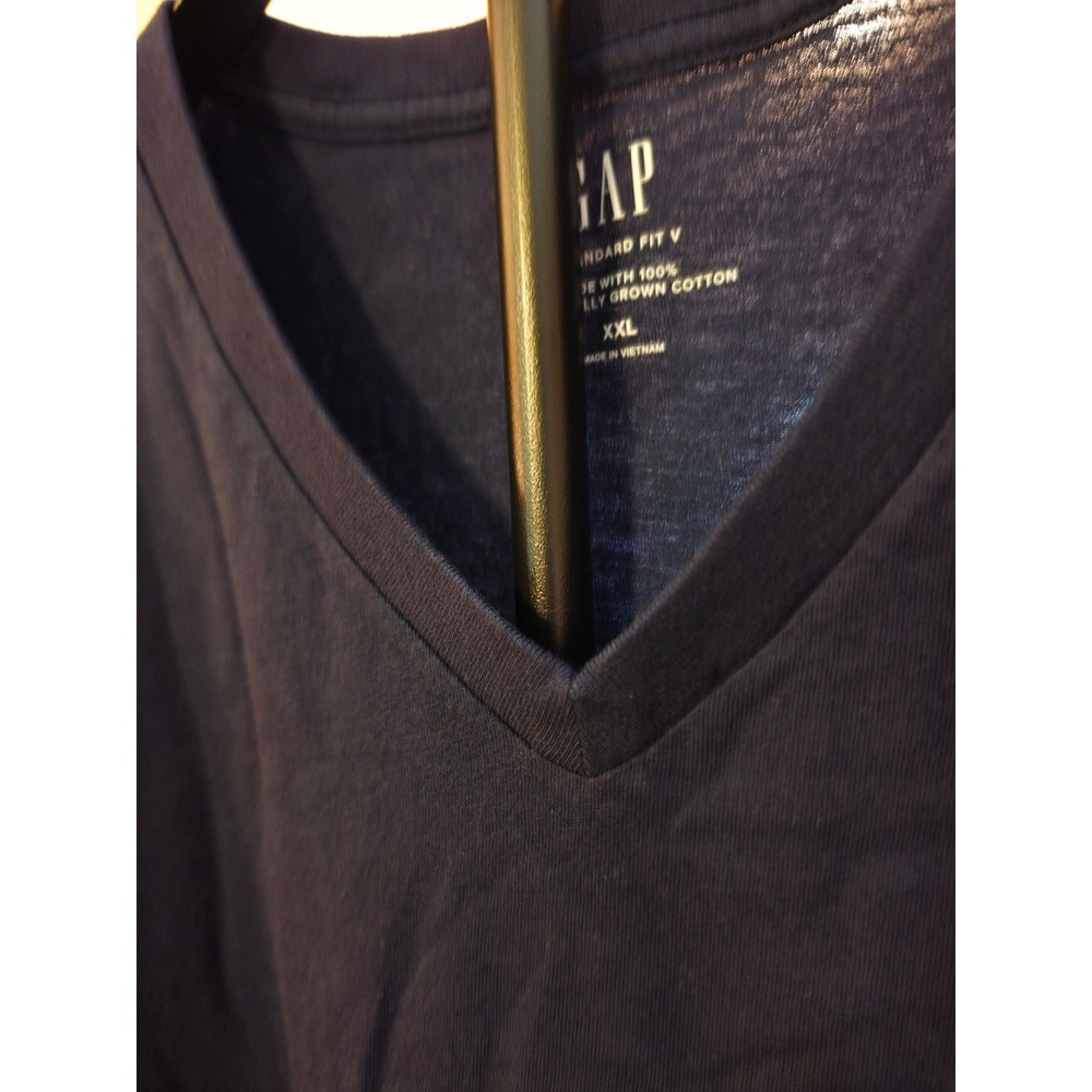 GAP Mens Standard Fit V-Neck T-Shirt Navy Blue 100% Organic Cotton New XXL M
